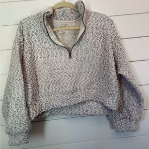 Lou & Grey Speckled Knit Top in Light Gray